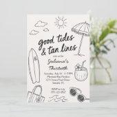 Cool Good Tides & Tan Lines ビーチのお祝い 招待状 (スタンド正面)