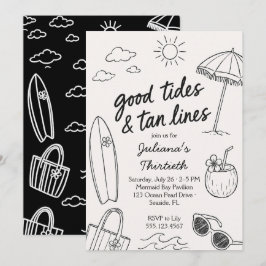Cool Good Tides & Tan Lines ビーチのお祝い 招待状