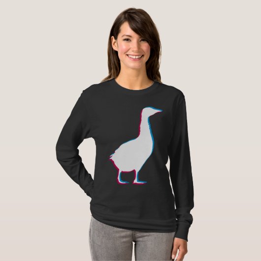 Cool Goose Duck Silhouette Stylish Geese Bird Anim Tシャツ (正面フル)
