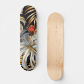 Cool Gothic Red Rose Jungle Foliage Skateboard  スケートボード (正面)