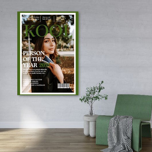 Cool Graduation Fake Magazine Cover Photo Green ポスター