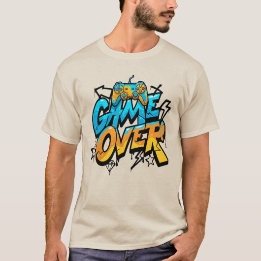 Cool Graffiti Game Over Controller Urban Gamer Tシャツ (正面)