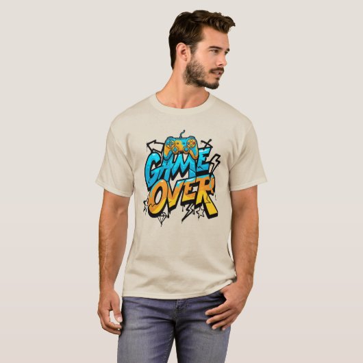 Cool Graffiti Game Over Controller Urban Gamer Tシャツ (正面フル)