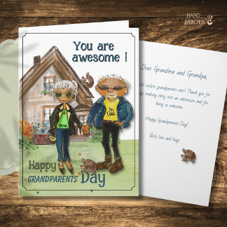 Cool Grandparents Day | 水彩の祖父母 カード