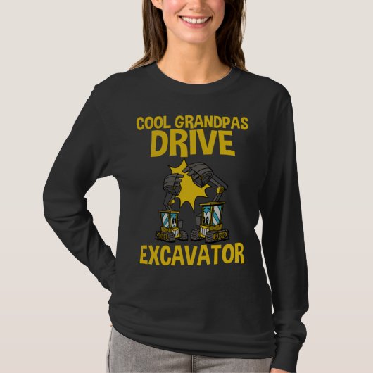 Cool Grandpas Drive Excavator Tシャツ (正面)