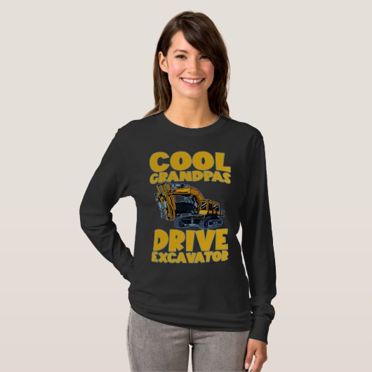 Cool Grandpas Drive Excavator       Tシャツ (正面フル)