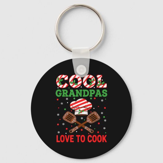 Cool Grandpas Love To Cook Festive Fun Candy Cane  キーホルダー (正面)