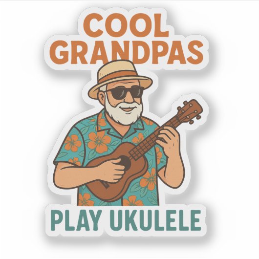 Cool Grandpas Play Ukulele Sticker シール (正面)