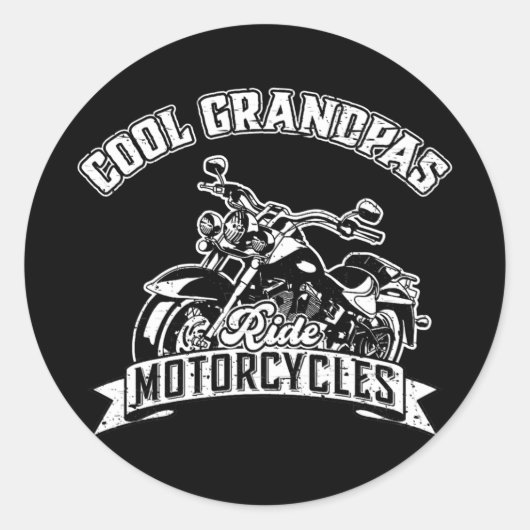 Cool Grandpas Ride Motorcycles Grand Father Funny ラウンドシール (正面)