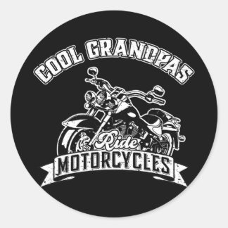 Cool Grandpas Ride Motorcycles Grand Father Funny ラウンドシール