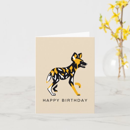 Cool graphic African wild dog -Painted DOG - カード (黄色い花)