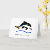 Cool graphic DOLPHIN - Ocean Wildlife - カード (黄色い花)