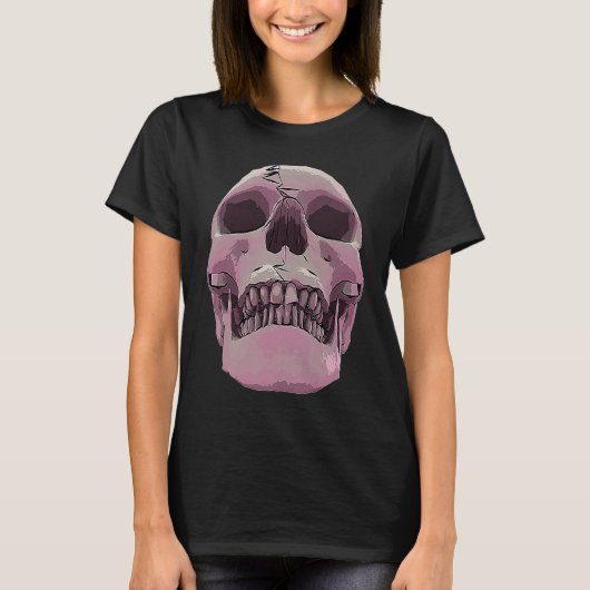 Cool Graphic Skull  Death Skeleton Goth Halloween  Tシャツ (正面)