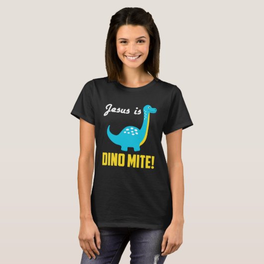 Cool Graphic Tees  Jesus Is Dino Mite Tシャツ (正面フル)