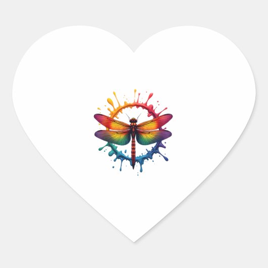 Cool Graphic Tie Dye Sunglasses Dragonfly Illustra ハートシール (正面)