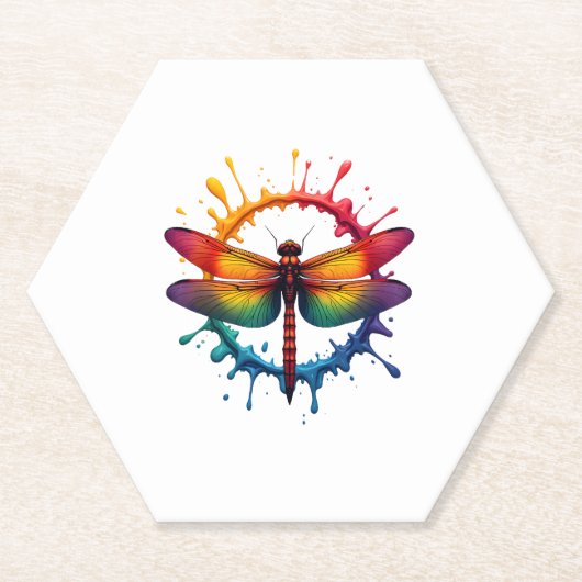 Cool Graphic Tie Dye Sunglasses Dragonfly Illustra ペーパーコースター (正面)