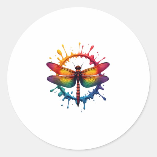 Cool Graphic Tie Dye Sunglasses Dragonfly Illustra ラウンドシール (正面)