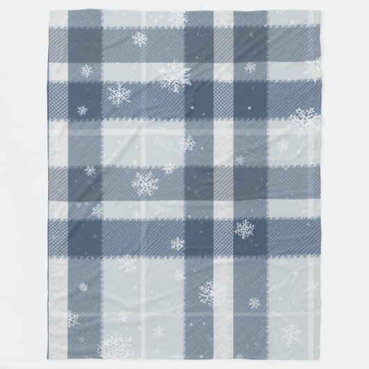 Cool Gray Minimalist Plaid Fleece Blanket フリースブランケット (正面)