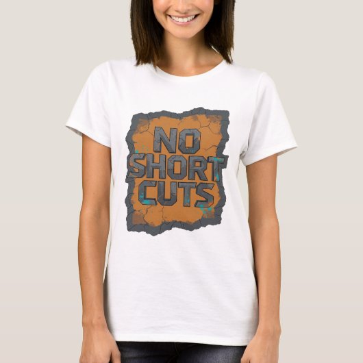 Cool Gray NO SHORT CUTS 3Dテキストアート Tシャツ (正面)