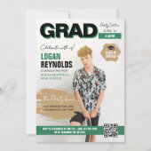 Cool Green Black Photos Magazine Cover Graduation 招待状 (正面)
