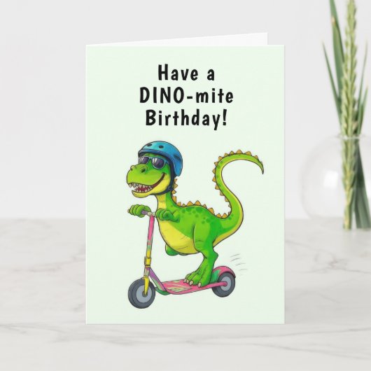 Cool Green Dinosaur Birthday カード (正面)