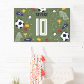 Cool Green Sports Soccer Boys Birthday Sign 横断幕 (インサイチュ)