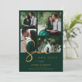 Cool Green Trendy 4 Multi Photos Collage QR セーブザデート (スタンド正面)