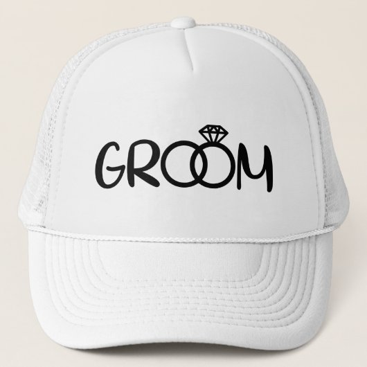 Cool Groom word art Wedding party キャップ (正面)