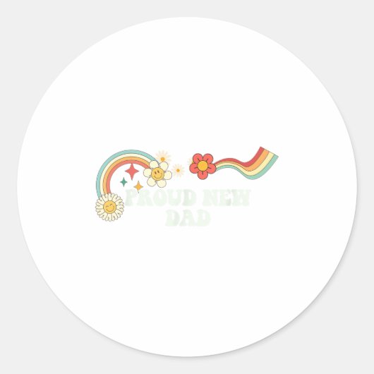 Cool Groovy Quote Proud New Dad Saying Art  ラウンドシール (正面)