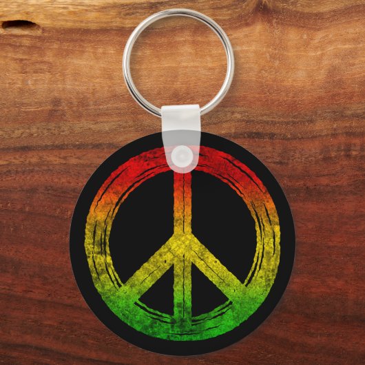 Cool Grunge Reggae Rasta Peace Symbol Keychains キーホルダー (正面)