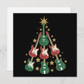 Cool Guitar Christmas Tree Guitar Lovers Christmas シーズンカード (正面/裏面)