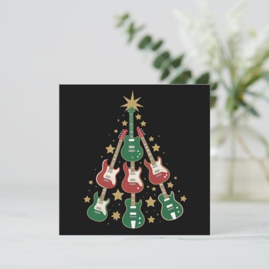 Cool Guitar Christmas Tree Guitar Lovers Christmas シーズンカード (スタンド正面)