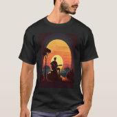 Cool Guitarist Father Dad Playing Guitar In Sunset Tシャツ (正面)