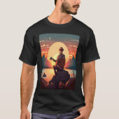 Cool Guitarist Father Dad Playing Guitar In Sunset Tシャツ (正面)