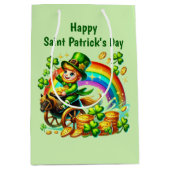 Cool Happy Saint Patrick's Day leprechaun ミディアムペーパーバッグ (正面)