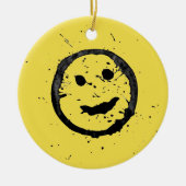 Cool Happy Smiling face yellow セラミックオーナメント (正面)