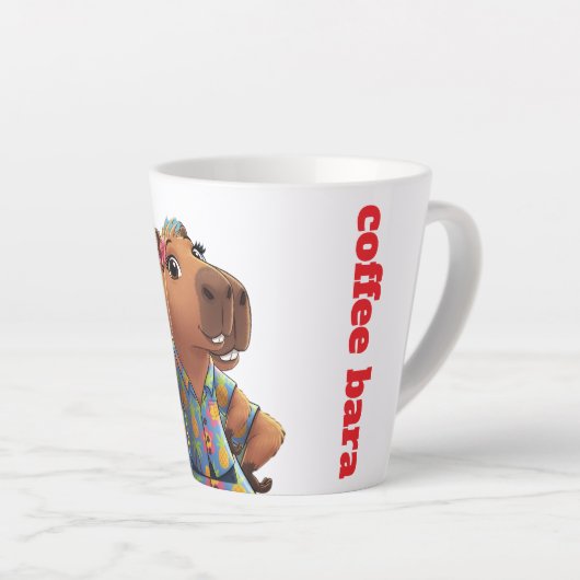 Cool Hawaiian Shirt Capybara Coffee Bara Latte Mug カフェラテマグ (右アングル)