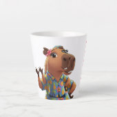 Cool Hawaiian Shirt Capybara Coffee Bara Latte Mug カフェラテマグ (正面)