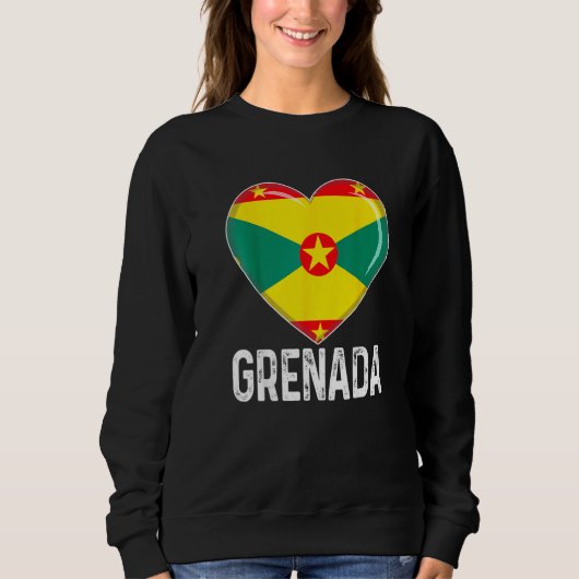 Cool Heart Grenada Flag Men Women Kid Patriotic   スウェットシャツ (正面)