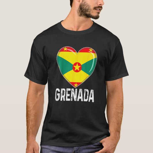 Cool Heart Grenada Flag Men Women Kid Patriotic   Tシャツ (正面)