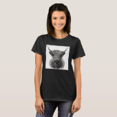 Cool Highland Cow Illustration Black Horn Women Me Tシャツ (正面フル)