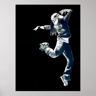 Cool hip hop dancer girl illustration ポスター