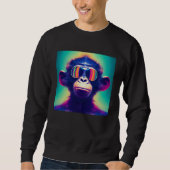 Cool Hipster Colorful Monkey Illustration Graphic スウェットシャツ (正面)