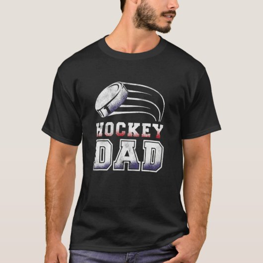 Cool Hockey Dad Hockey American Flag Tシャツ (正面)