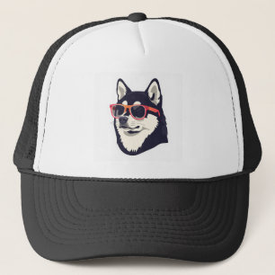 Cool Huskyカスタムフォームトラッカーハット、白と黒 キャップ