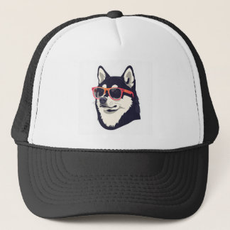 Cool Huskyカスタムフォームトラッカーハット、白と黒 キャップ