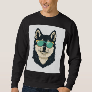 Cool Husky in Sunglasses – Men's Black Sweatshirt スウェットシャツ