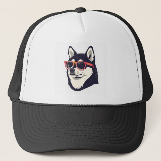 Cool HuskyCustom Foam Trucker Hat, White and Black キャップ (正面)
