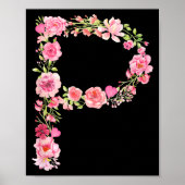 Cool Initial Alphabet Monogram Flowers Floral Lett ポスター (正面)