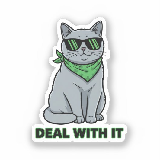 Cool Irish Cat With Sunglasses Swag St Patrick  シール (正面)